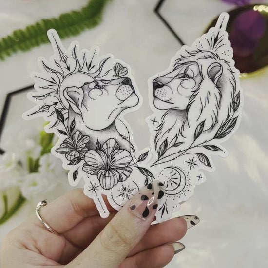 Geometry Lion King Temporary Tattoo | Couple Tattoo