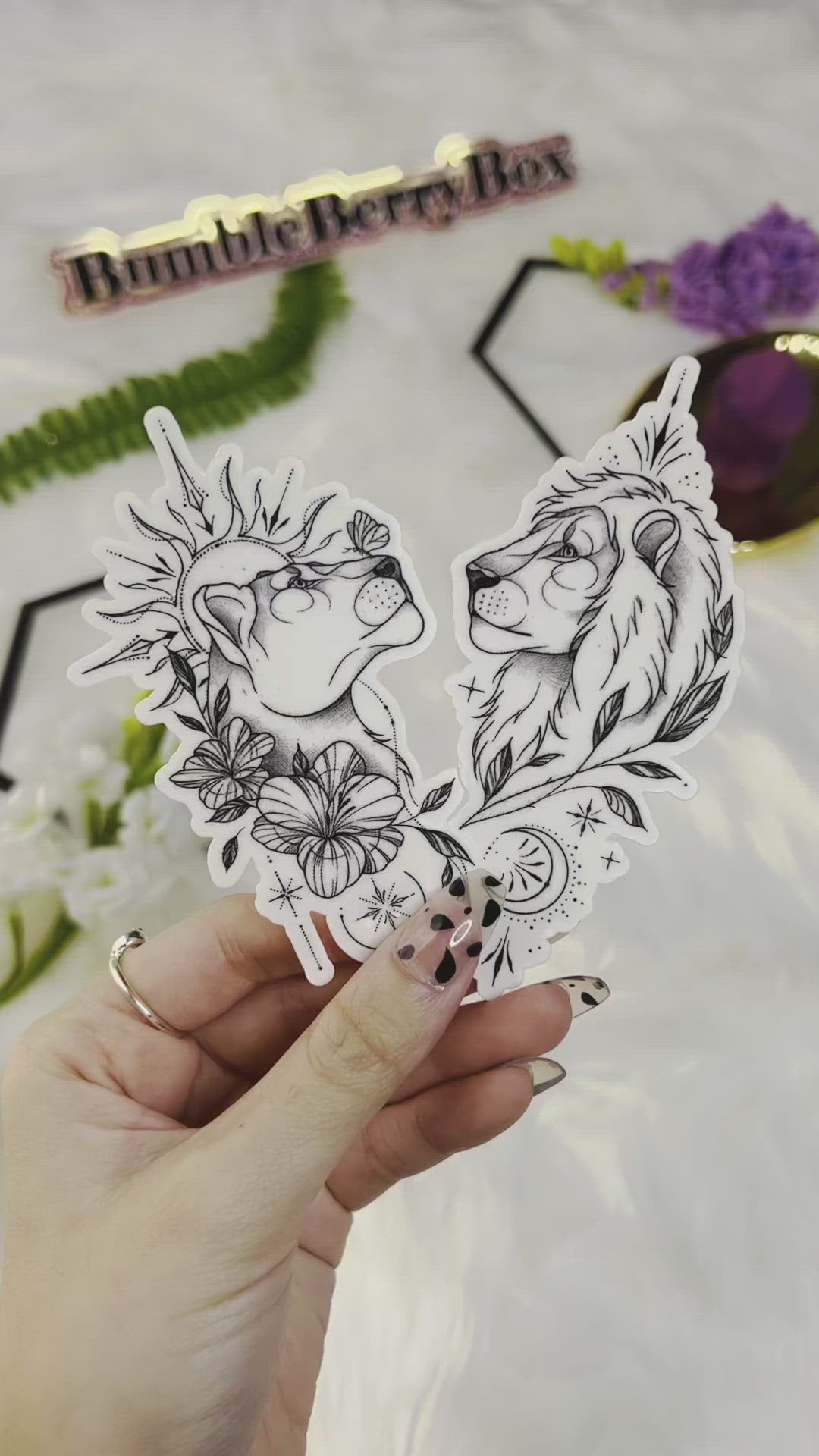Geometry Lion King Temporary Tattoo | Couple Tattoo