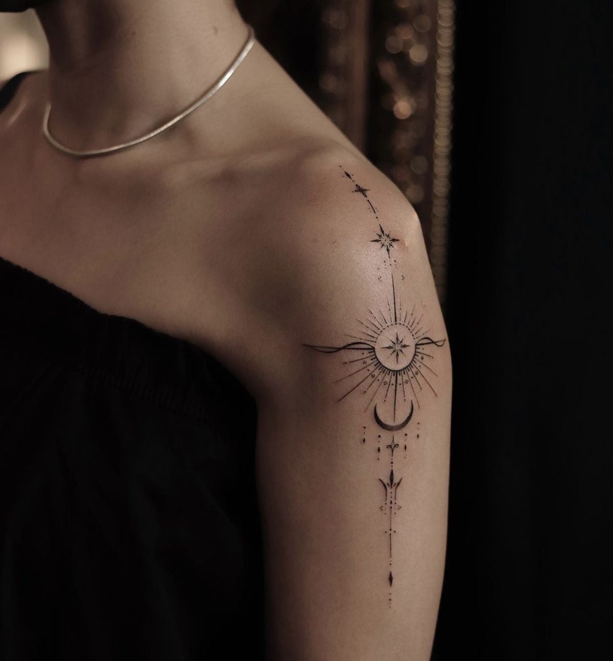 Ornamental Sun and Moon Tattoo