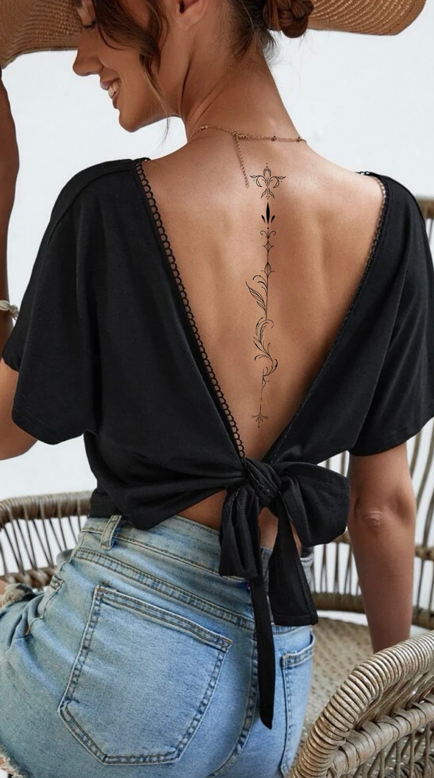 Ornamental Spine Tattoo | Temporary Tattoo | Spine Tattoo | Back Tattoo | Rib Tattoo | Fake Tattoo