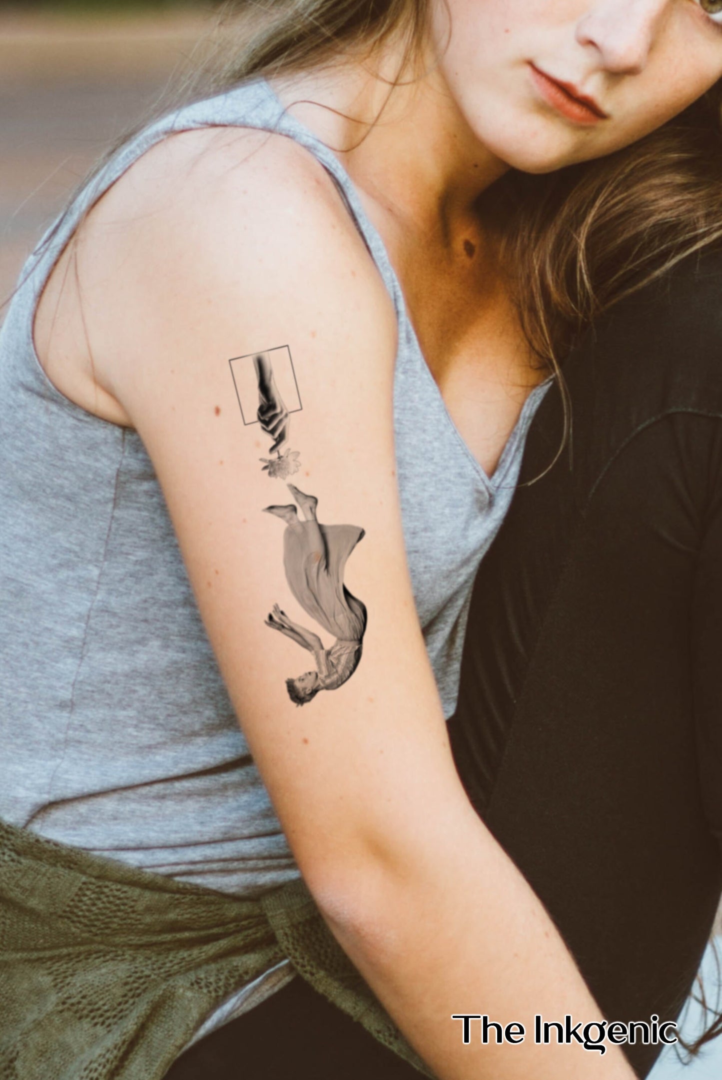 Falling Girl Tattoo | Temporary Tattoo | Flash Tattoo | Fake Tattoo |