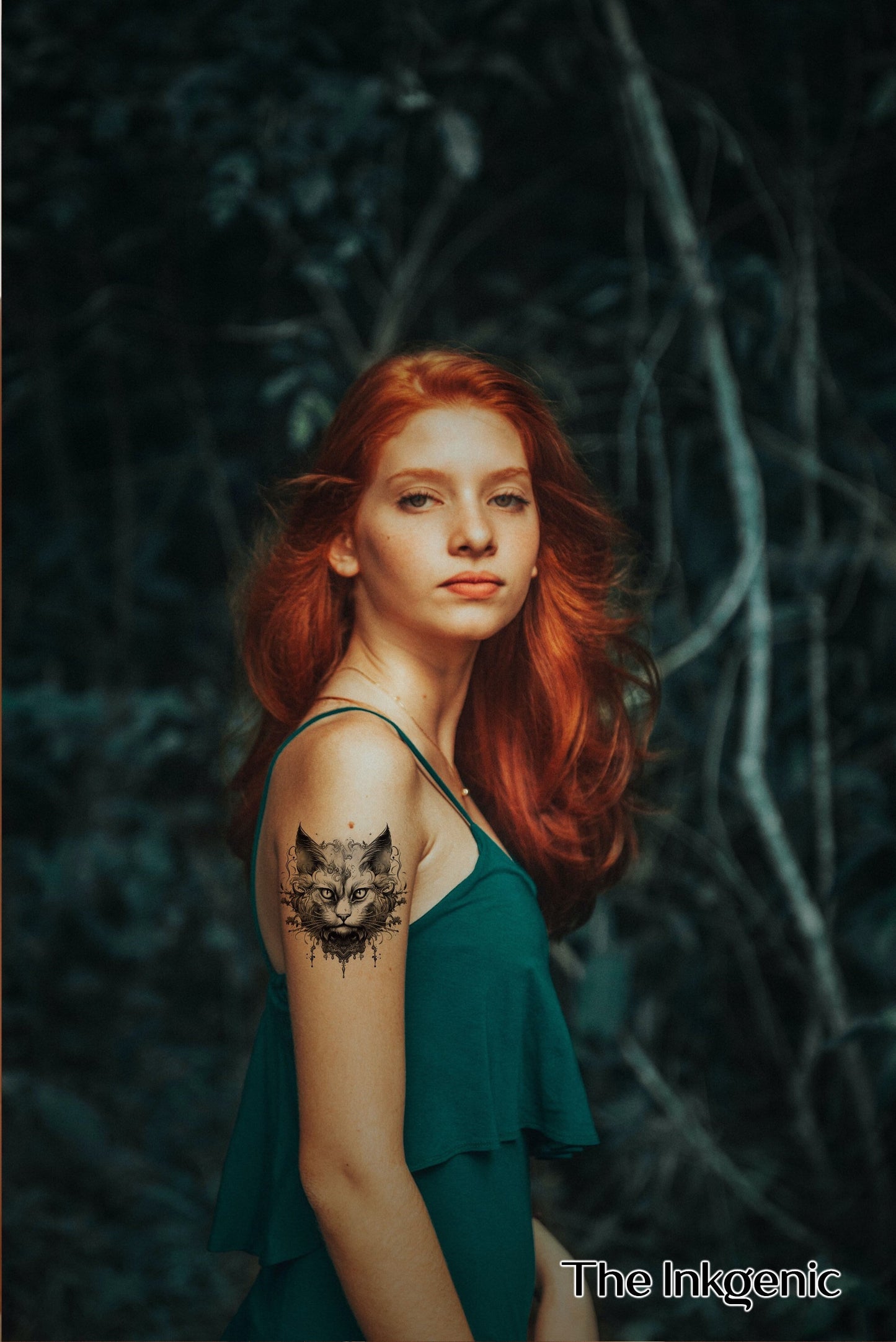 Cool Cat Tattoo | Temporary Tattoo | Fake Tattoo | Nature Tattoo | Flower Tattoo | Leaf Tattoo | Chic Tattoo | Animal Tattoo