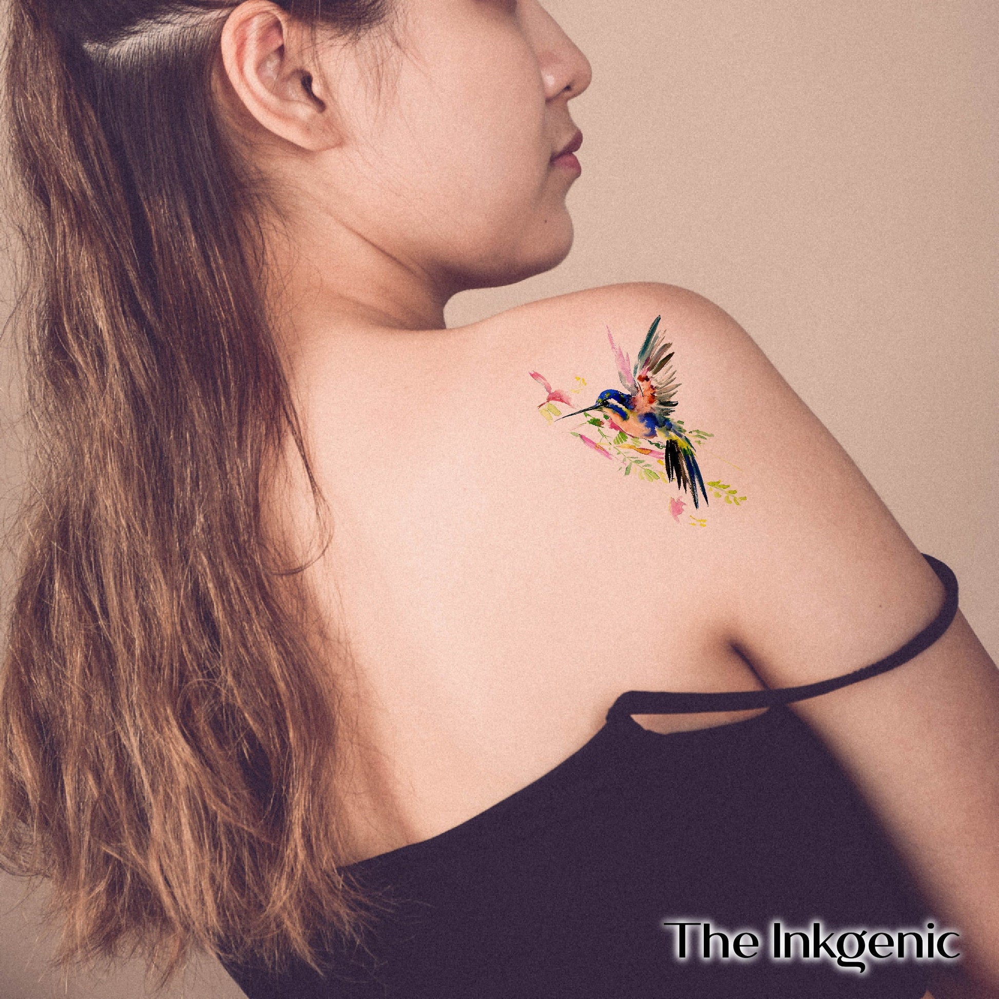 Watercolor Hummingbird - Bird Tattoo - Temporary Tattoo - Flash Tattoo - Woman Tattoo