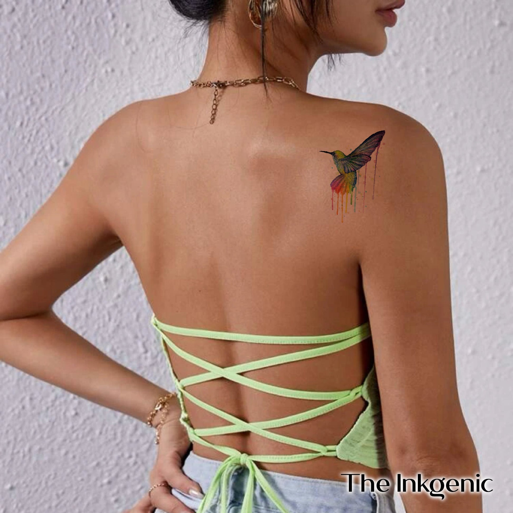 Watercolor Hummingbird - Bird Tattoo - Temporary Tattoo - Flash Tattoo - Woman Tattoo