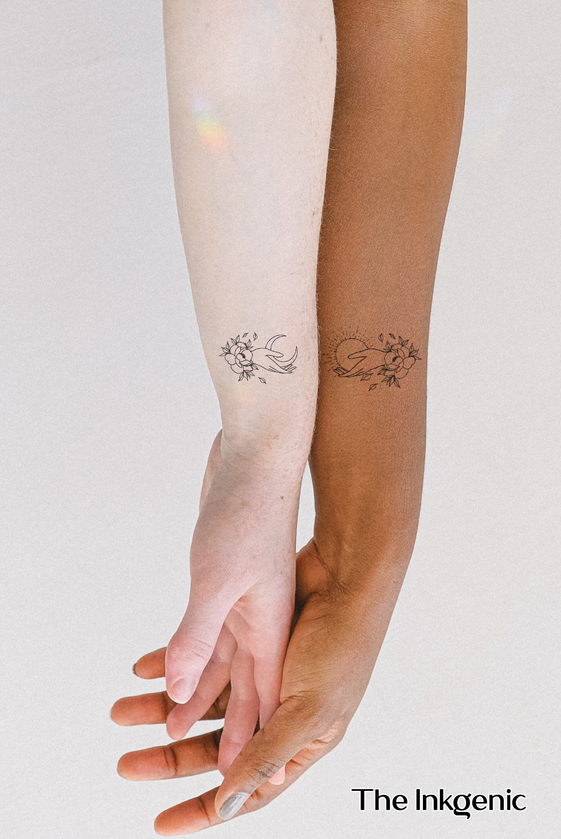Sun and Moon Matching Temporary Tattoo
