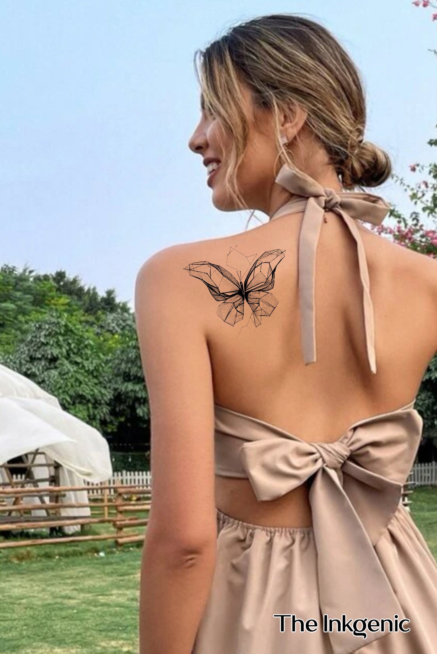 Geometric Butterfly Tattoo | Temporary Tattoo | Fake Tattoo | Nature Tattoo | Flower Tattoo | Leaf Tattoo | Chic Tattoo | Animal Tattoo