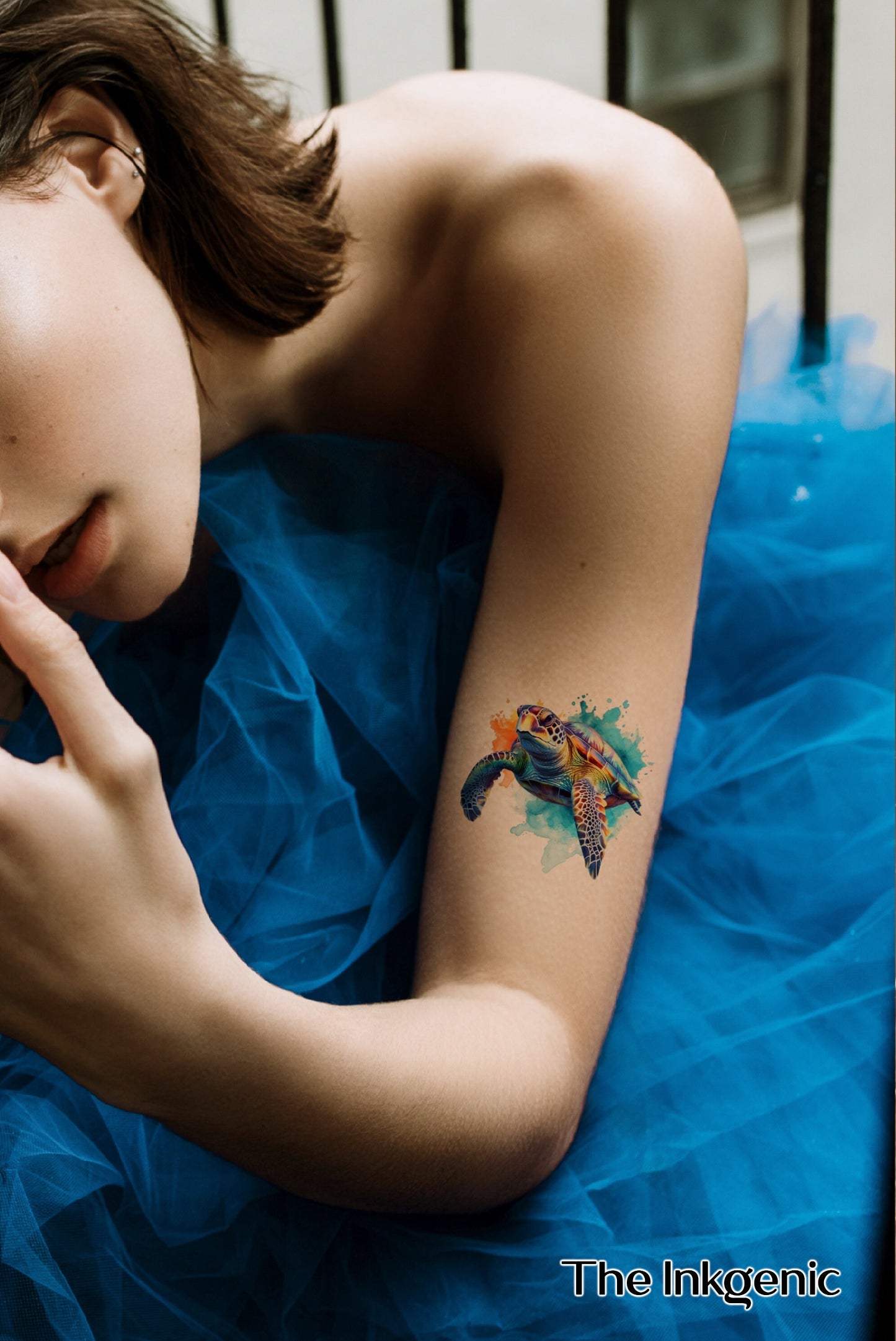 Watercolor Sea Turtle Temporary Tattoo